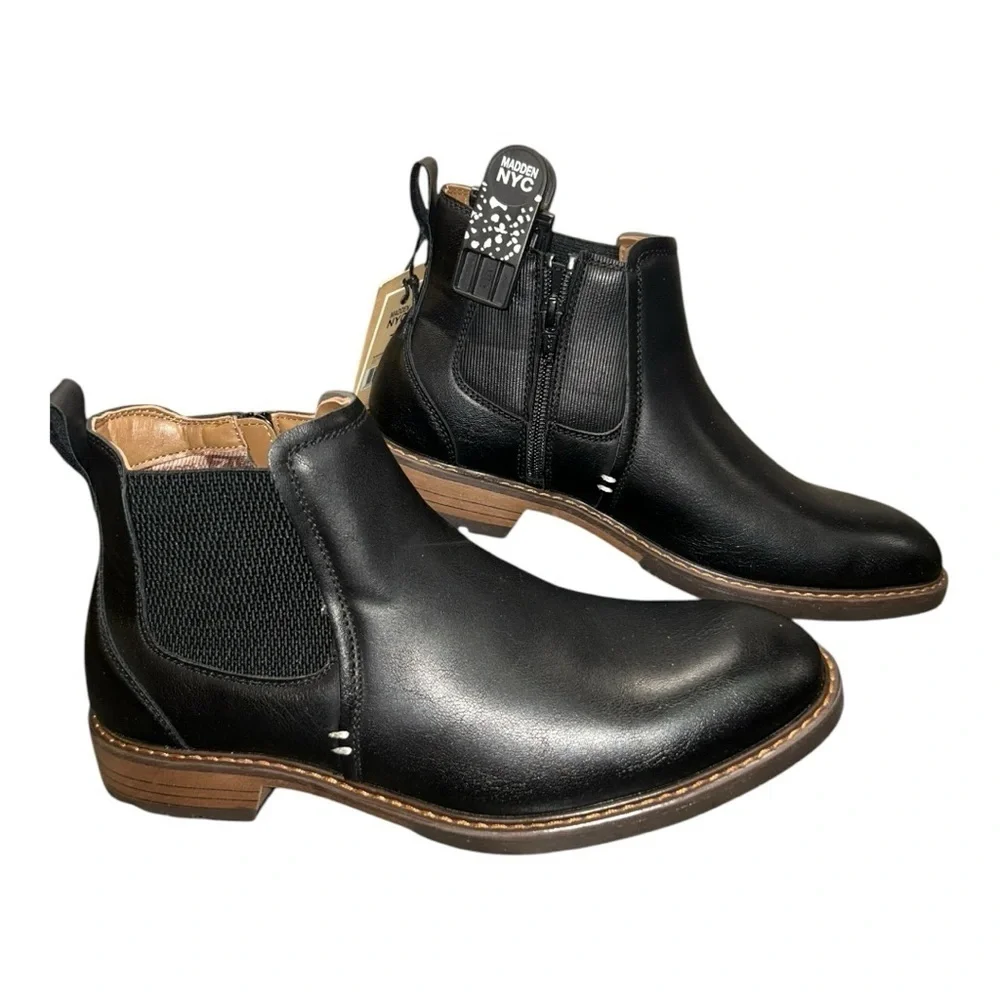 Madden NYC NWOB Vegan Leather Black Chukka Side Zip Ankle Boots Men’s 7